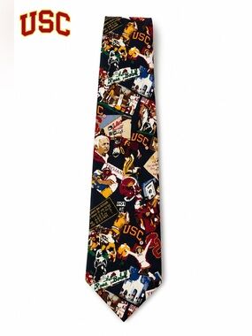 USC Trojans Vintage Novelty Silk Tie Football Sports Collage Print